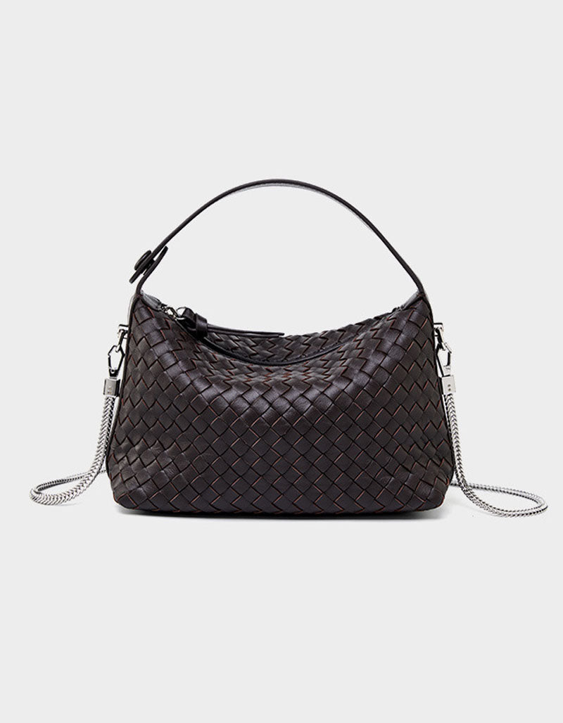 Leather Woven Pillow Tote Bag