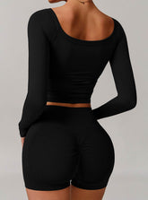 Off Shoulder Long Sleeve Basic Sports T-Shirts