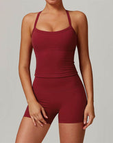 Athletic Wear with Criss Cross Back Tank Top and Short