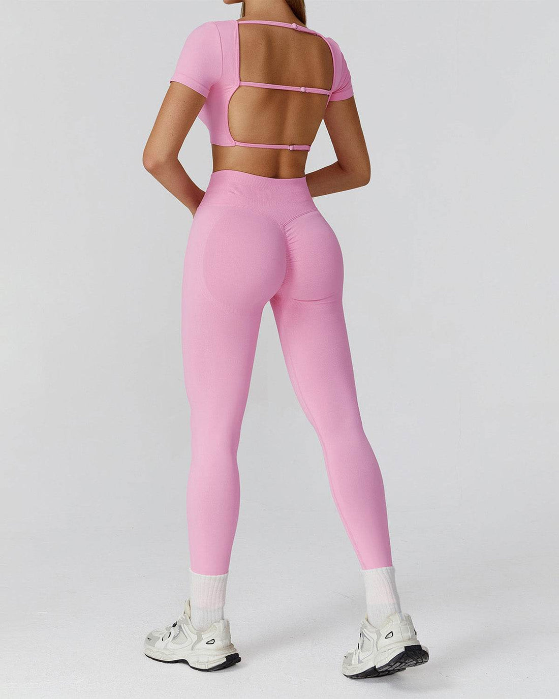 Athletic Wear with Short Sleeve Crop Top and Legging