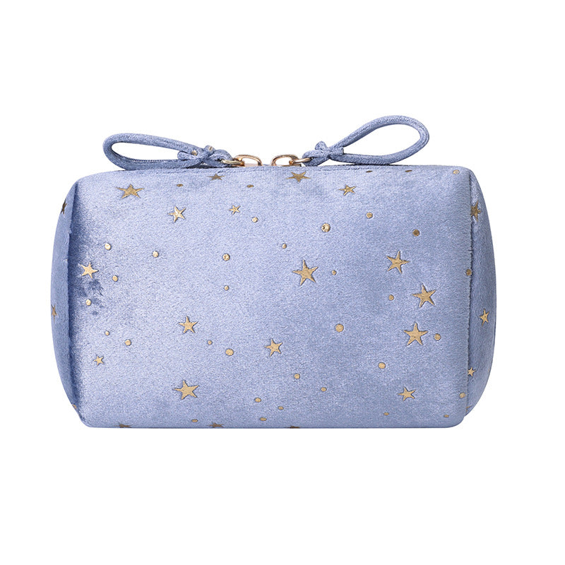 Velvet Makeup Bag with Star Pattern