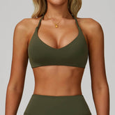 Spaghetti Straps Cross Back Sports Bra