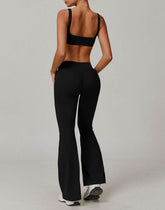 Activewear Sets with Square Neck Sports Bras and Flare Pants