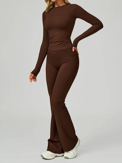 Sport Set with Long Sleeve Crew Neck T-Shirt and Flared Pant