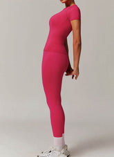 Yoga Wear Set with Short Sleeve T-Shirt and Legging