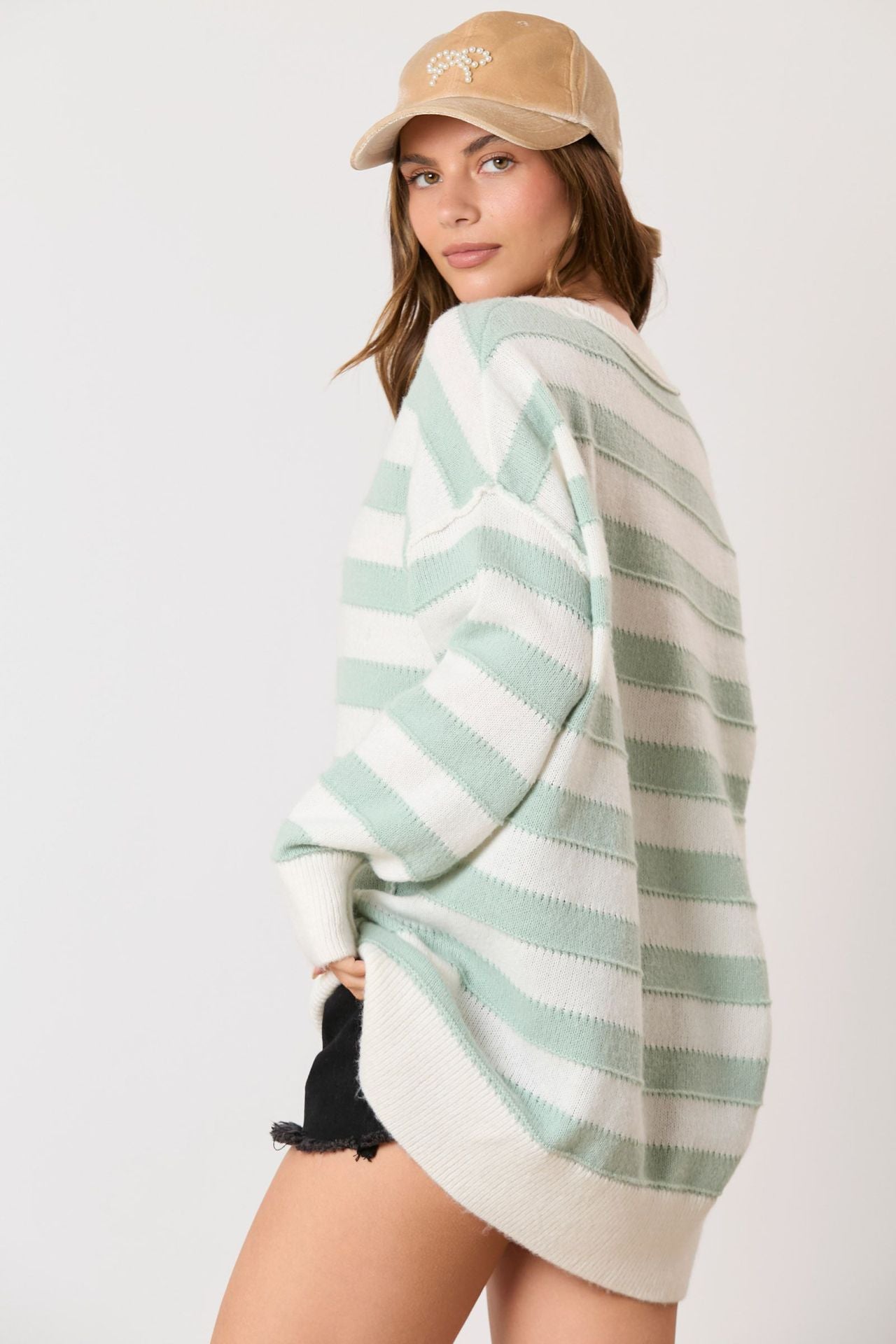 Long Sleeve Button Striped Pullover Sweater | Stylish &amp; Versatile