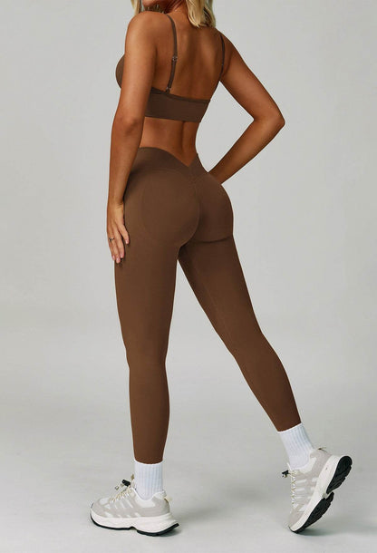 Activewear Set with V Neck Sports Bra and Legging