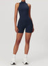 Zip Up Sleeveless Workout Shorts Jumpsuit