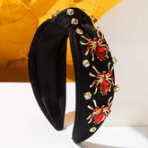 Halloween Spider Wide Top Knot Headband with Rhinestone