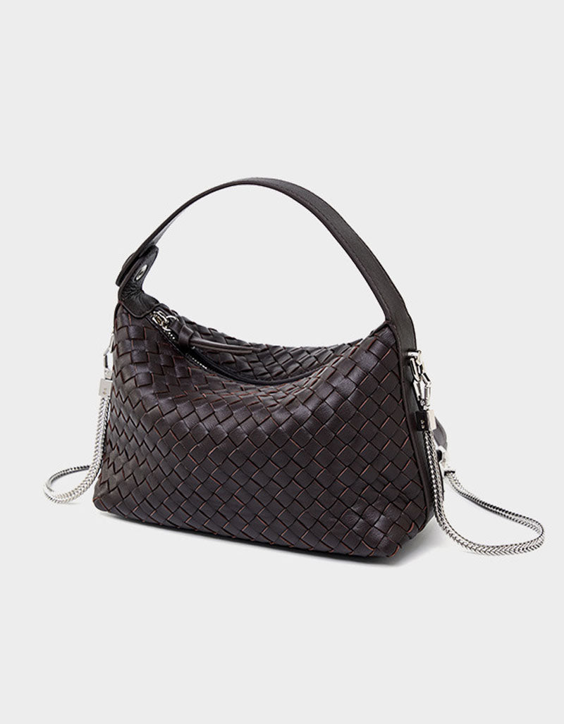 Leather Woven Pillow Tote Bag