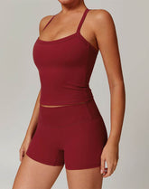 Athletic Wear with Criss Cross Back Tank Top and Short