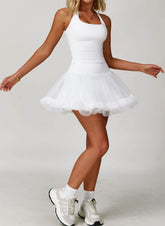 Athletic Set with Racerback Vest and Mesh Tennis Skirt