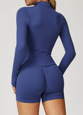 Full Zip Cropped Workout Jacket with Thumb Holes