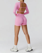 Athletic Wear with Long Sleeve Crop Top and Short