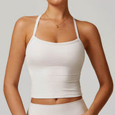 Square Neck Sports Tank Tops Criss Cross Back Longline Cami