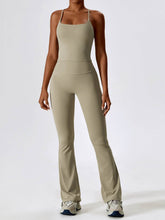 Sport Set with Crossover Strap Tank Top and Flared Pant