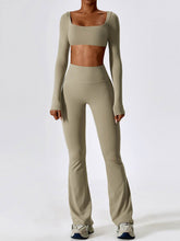 Sport Set with Square Neck Crop Top and Flared Pant