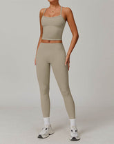 Athletic Wear with Criss Cross Back Tank Top and Legging