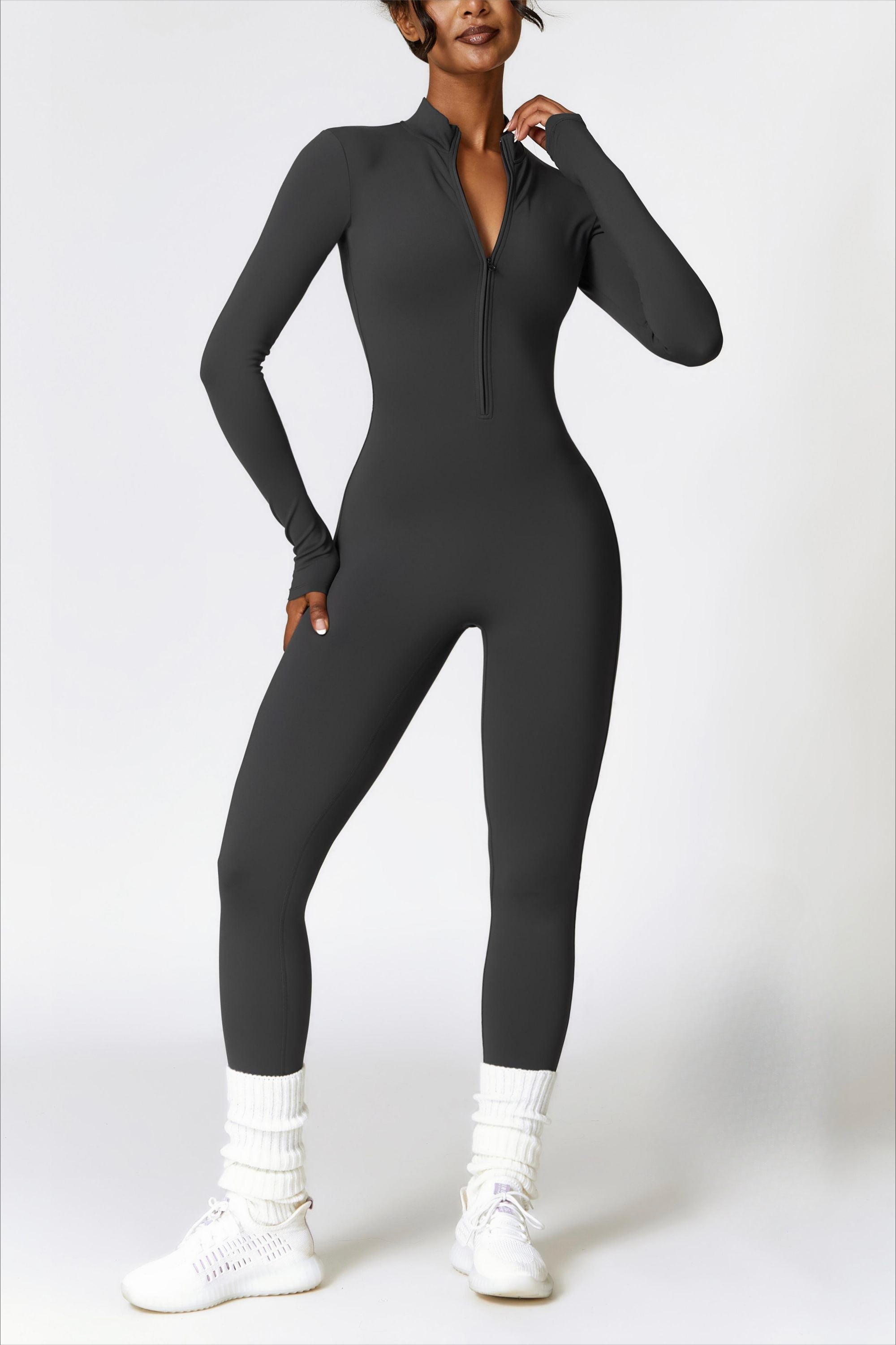 Fleece-Lined Half-Zip Active Jumpsuit