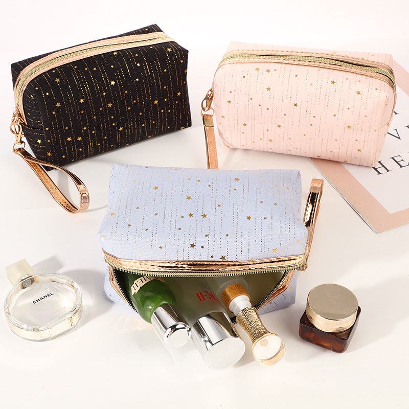 Glitter Star Portable Cosmetic Traveling Bag With Wristlet | Daily Use