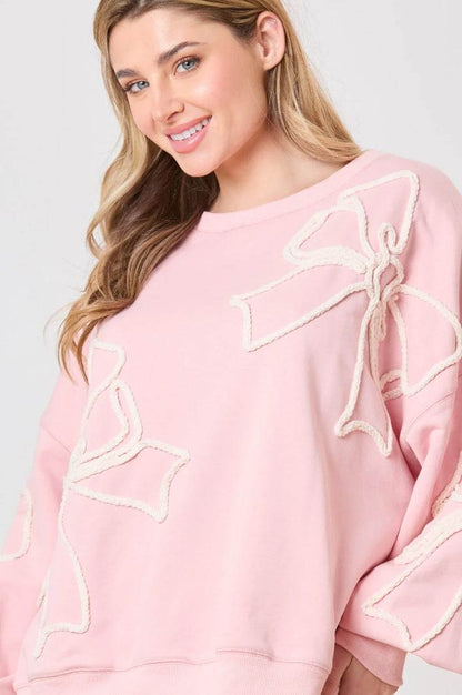 Cute Bow Long Lantern Sleeve Sweatshirt | Perfect for Casual Days