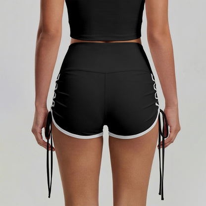 Adjustable Side Ties Yoga Shorts High Waisted Running Short