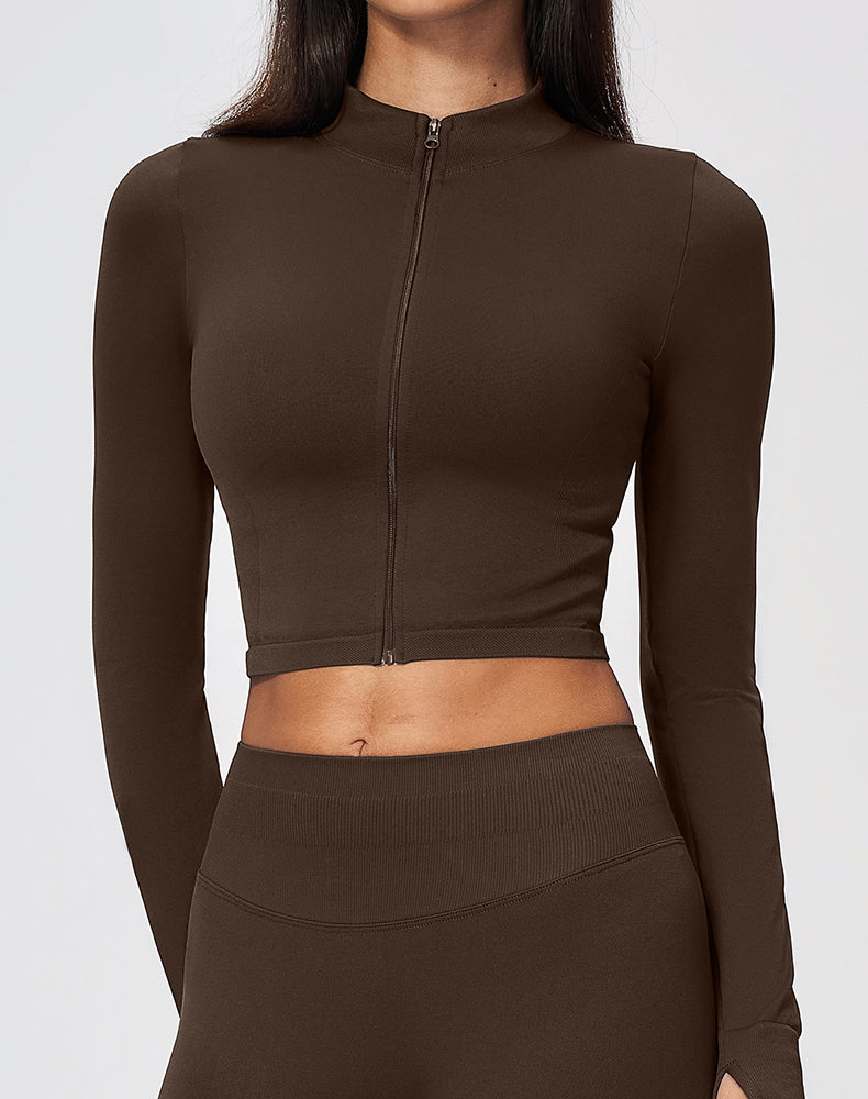 Zip Up Cropped Athletic Jackets