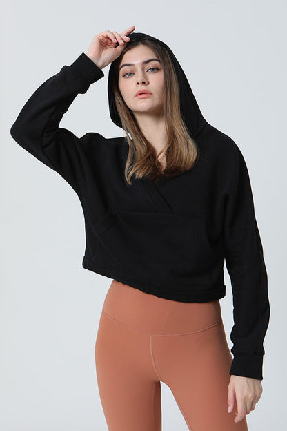 V-Neck Fleece Hoodie - Trendy &amp; Comfortable Activewear