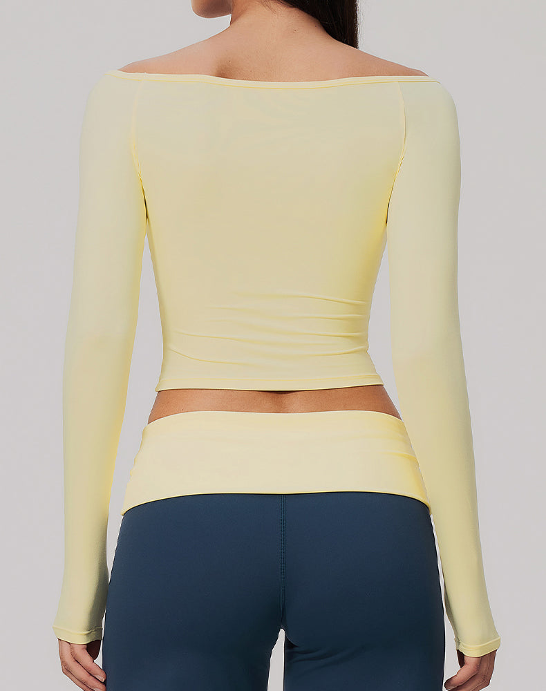 Off Shoulder Long Sleeve Sports T-Shirts
