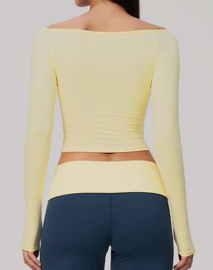 Off Shoulder Long Sleeve Sports T-Shirts