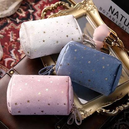 Velvet Makeup Bag with Star Pattern