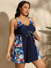 Plus Size Two Piece Tankini Swim Dress with Boyshort