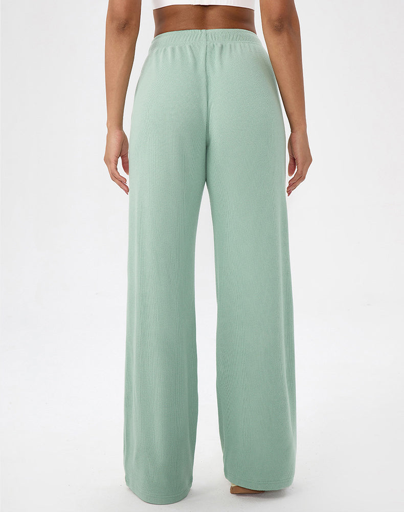 Waffle Knit Straight Leg Sweatpants with Pockets