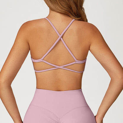 Spaghetti Straps Cross Back Sports Bra