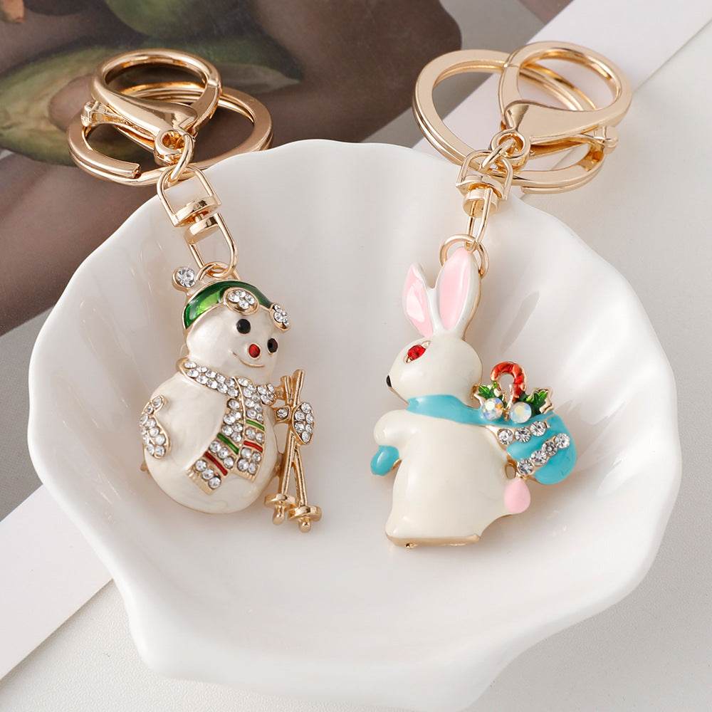 Rhinestone Christmas Keychain Crystal Christmas Accessories