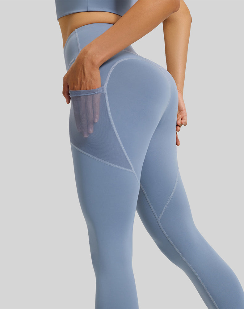 High Waisted Yoga Mesh Leggings with Side Pockets