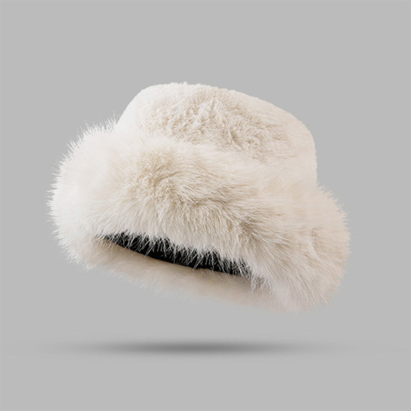 Winter Faux Rabbit Fur Beanie Bucket Hat Furry Warm Cap