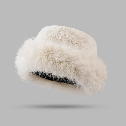 Winter Faux Rabbit Fur Beanie Bucket Hat Furry Warm Cap