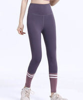 High Waist Contrasting Colors Striped Sports Leggings