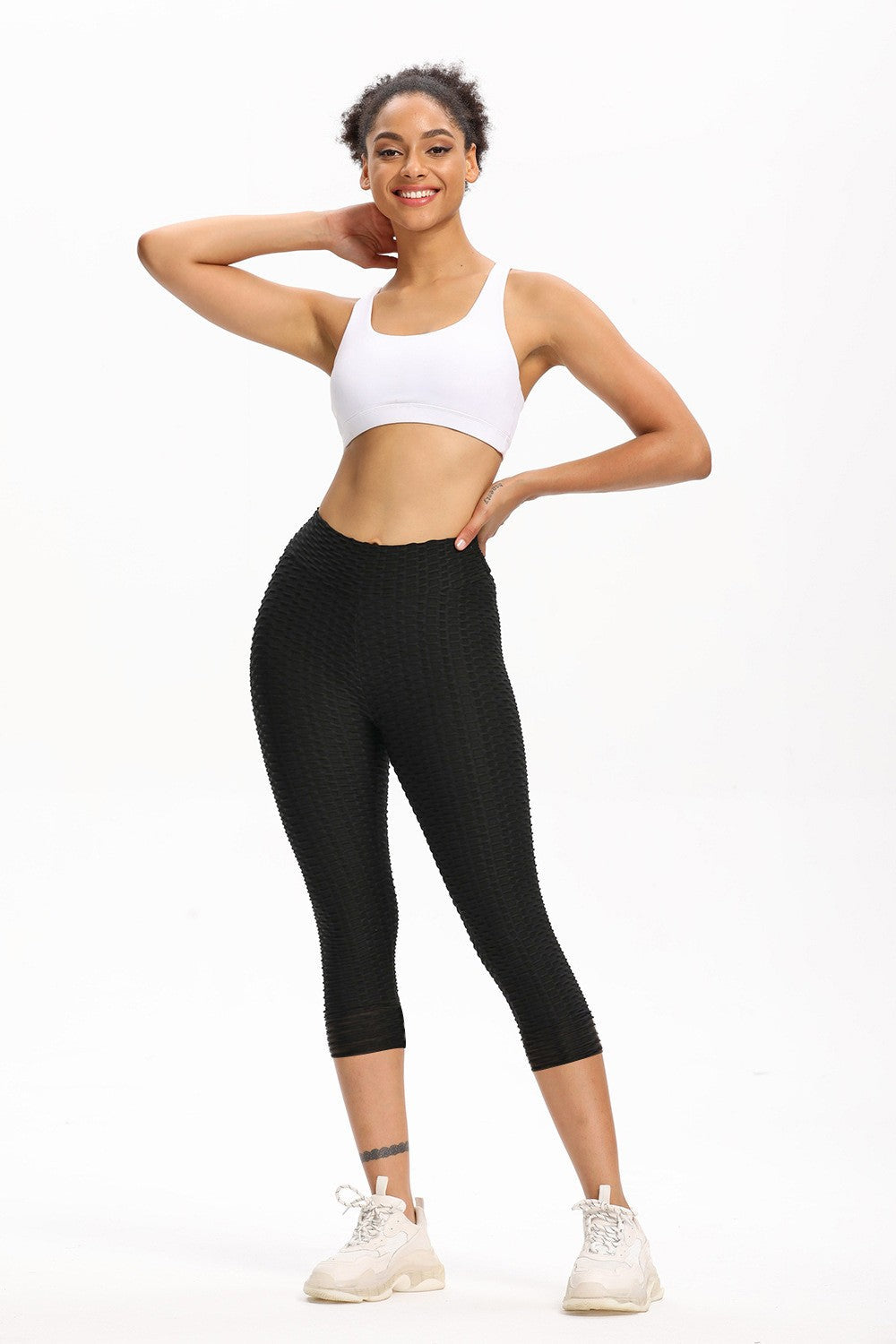 High Waisted Cropped Butt Lifting Leggings for All Day Comfort