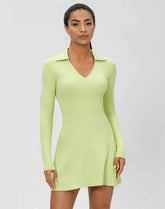 Long Sleeve V Neck Tennis Dress