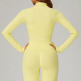 Zip Up Slim Athletic Jacket Yoga Crop Top with Thumb Hole