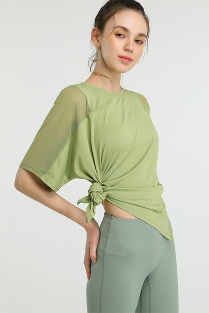 Mesh Splicing Short Sleeve Sports Loose T-Shirts
