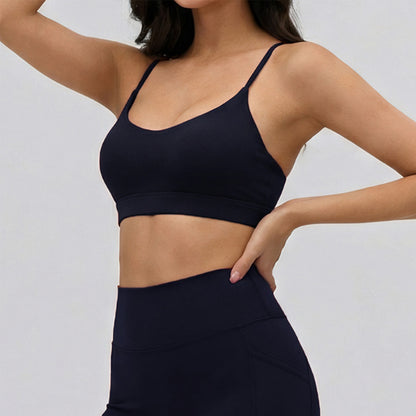 Strappy Crisscross Back Sports Bra with Removable Cups