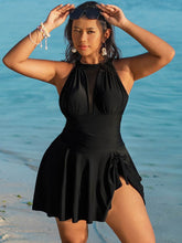Plus Size Halter Cutout One Piece Swim Dress