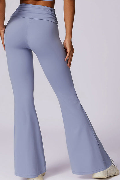 Ruched Waist Flared Hem Pant