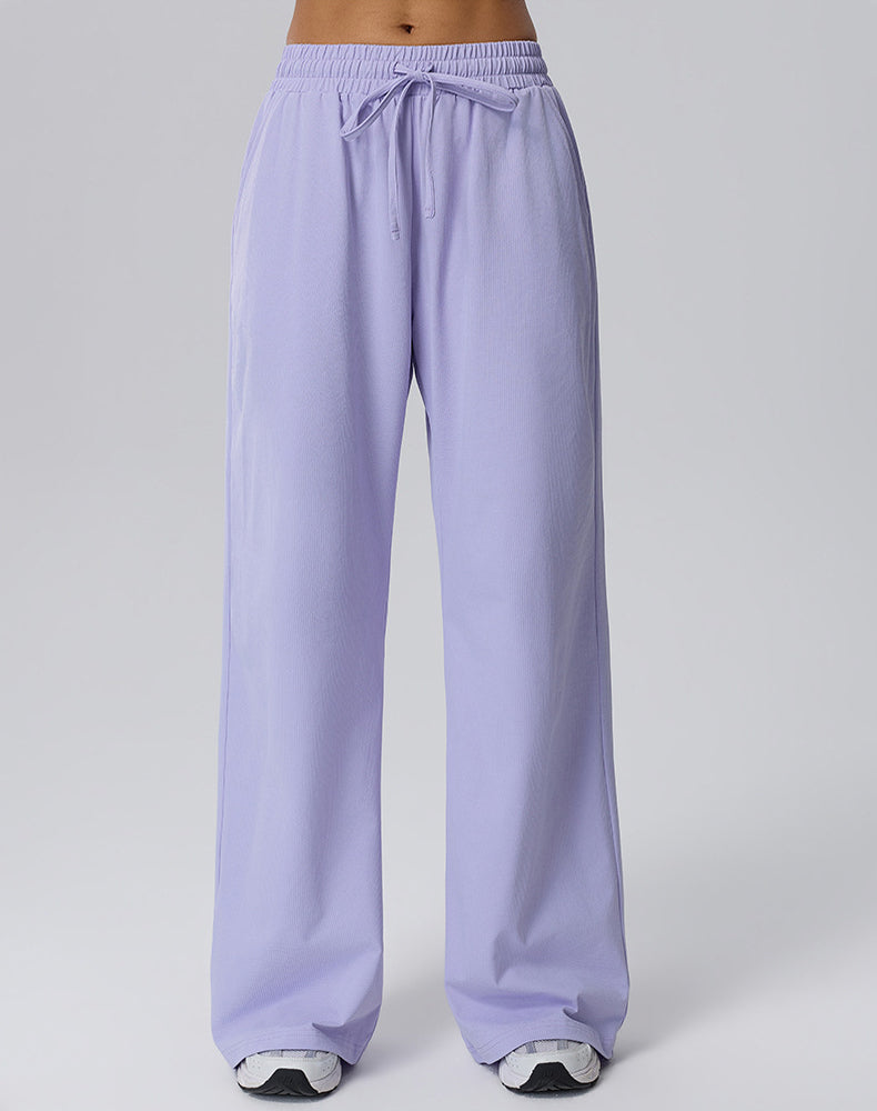Straight Leg Bggy Drawsting Sweatpants with Pockets