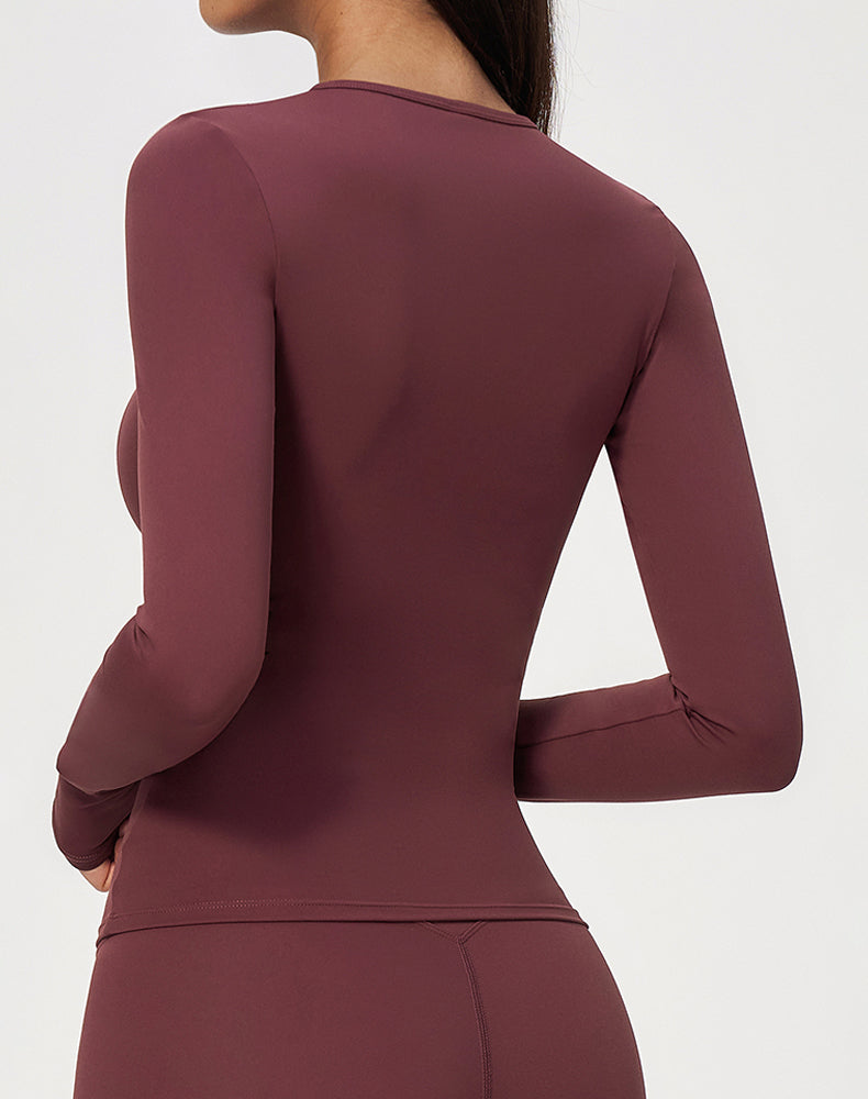 Crewneck Long Sleeve Shirt Basic Tees Slim Fit Crop Tops