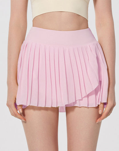 Fashion Solid Color Double Layer Tennis Skirt
