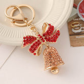 Crystal Christmas Bell with Bow Bag Keychain Decor